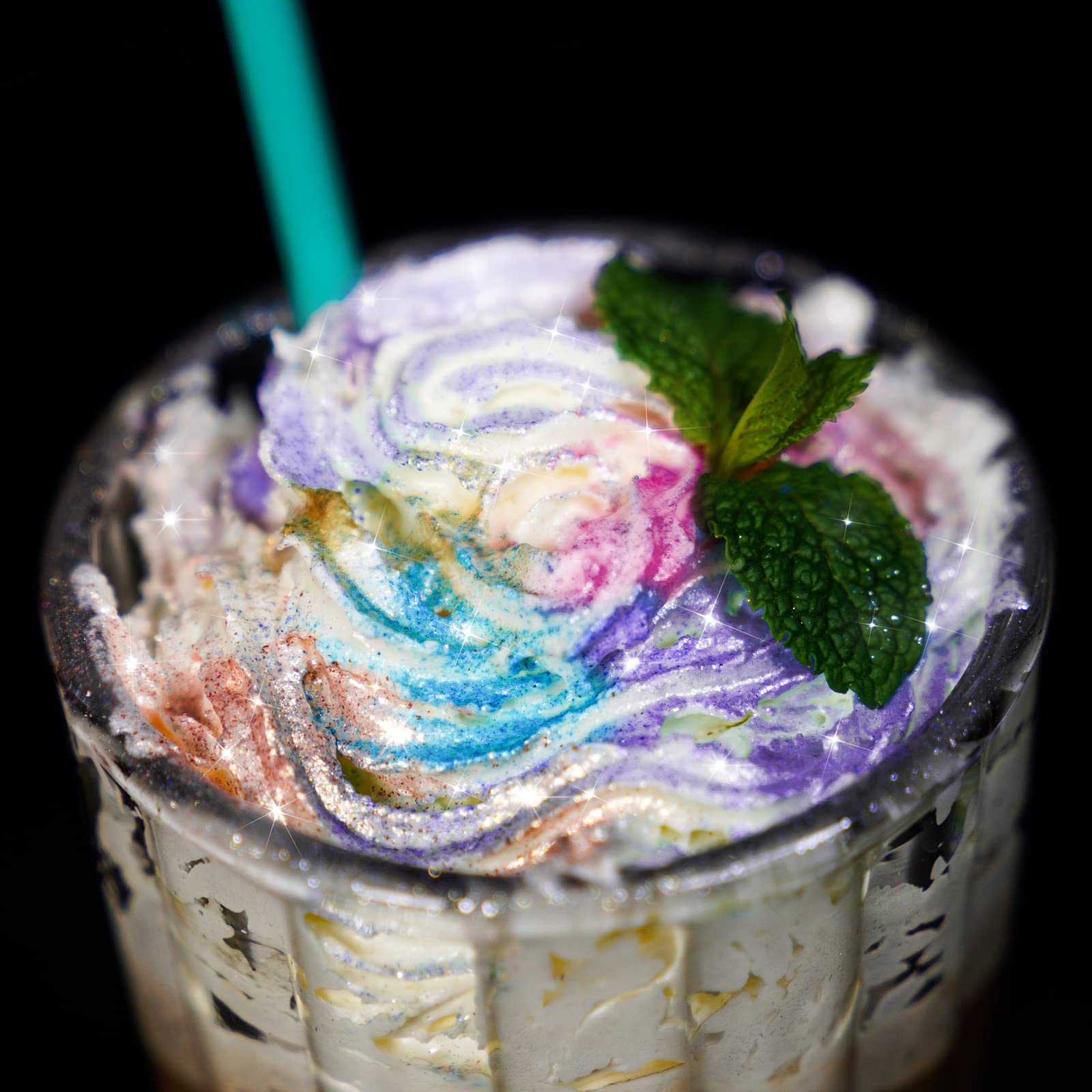 NiHome purple glitter powder yields champagne glow when stirred.