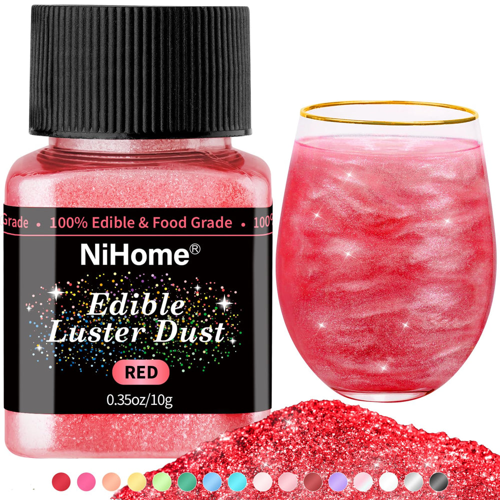 NiHome red edible glitter powder close-up for cake decoration