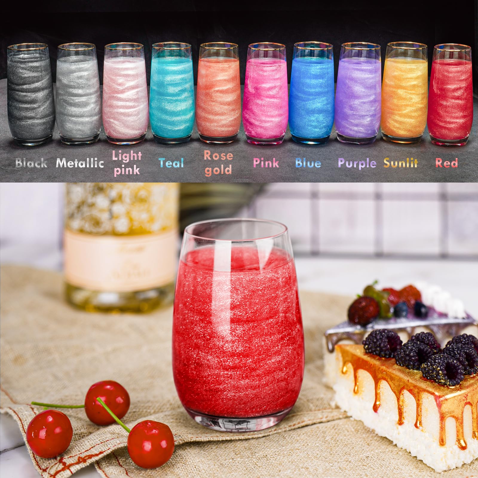NiHome red glitter dust sprinkled on cake for dessert sparkle