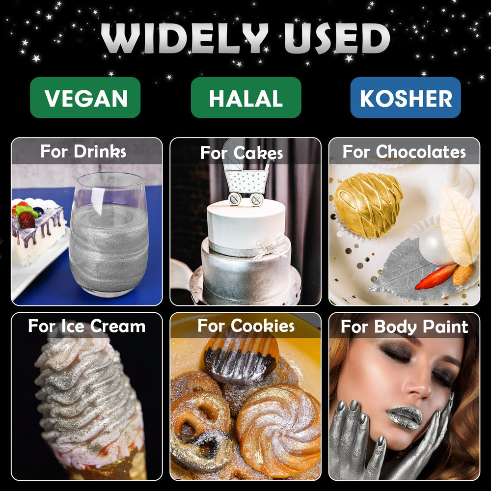 NiHome glimmer luster dust on cupcakes for metallic decoration.