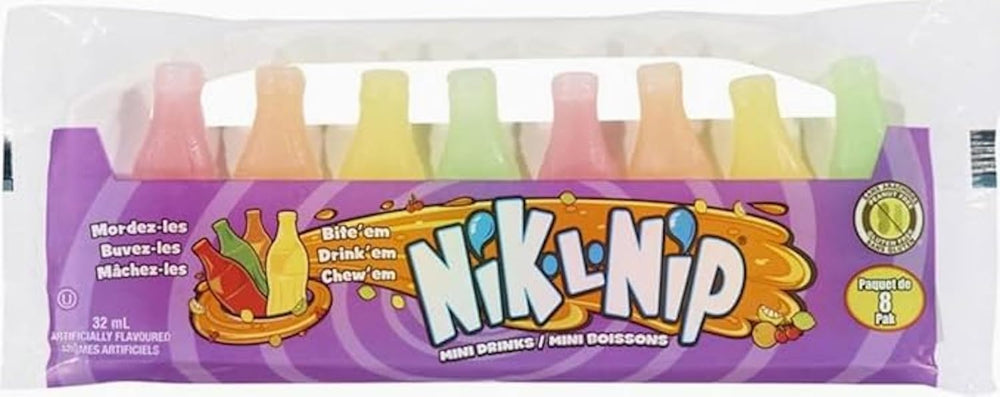 Nik-L-Nip wax bottles in a 1-pack offer nostalgic party candy fun.