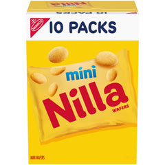 NILLA Wafers mini cookies in vanilla snack packs for easy on-the-go snacking.