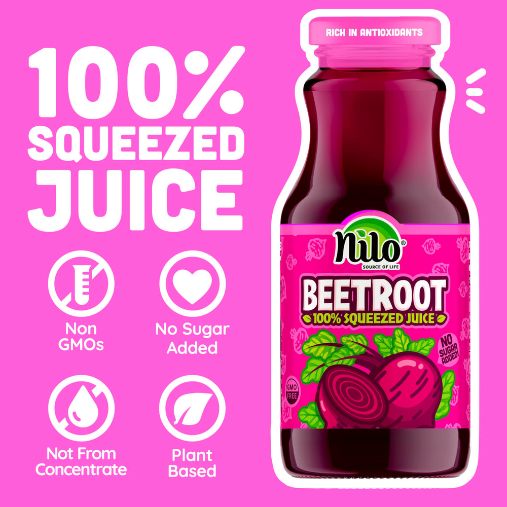 NILO Beetroot Juice kosher-certified label on bottle close-up.