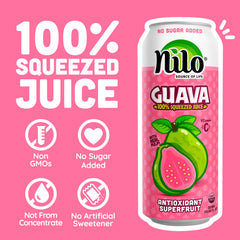 12-pack of NILO Guava Juice on display for family use.