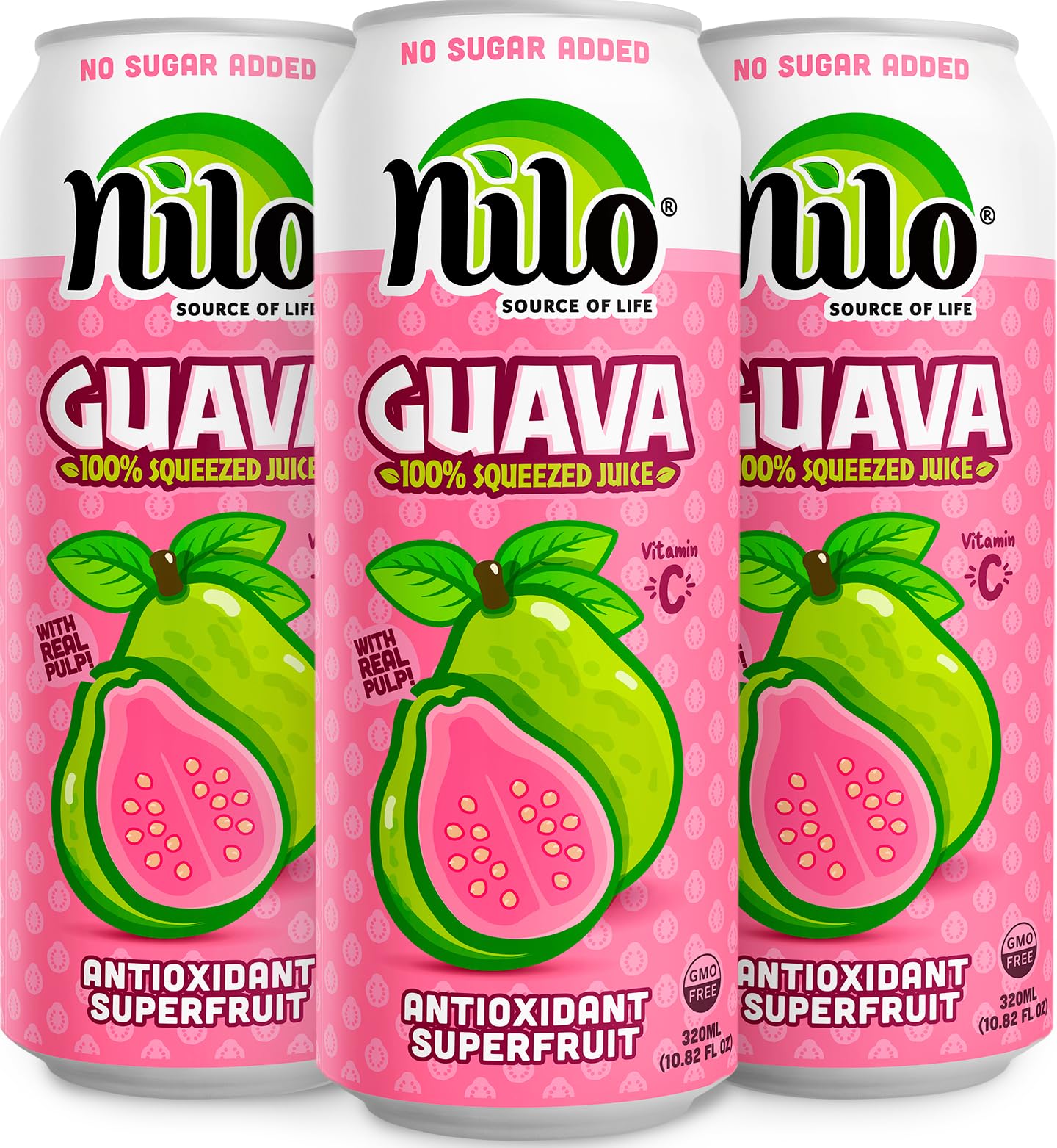 NILO Pink Guava Juice bottle with pulp for a refreshing sip.