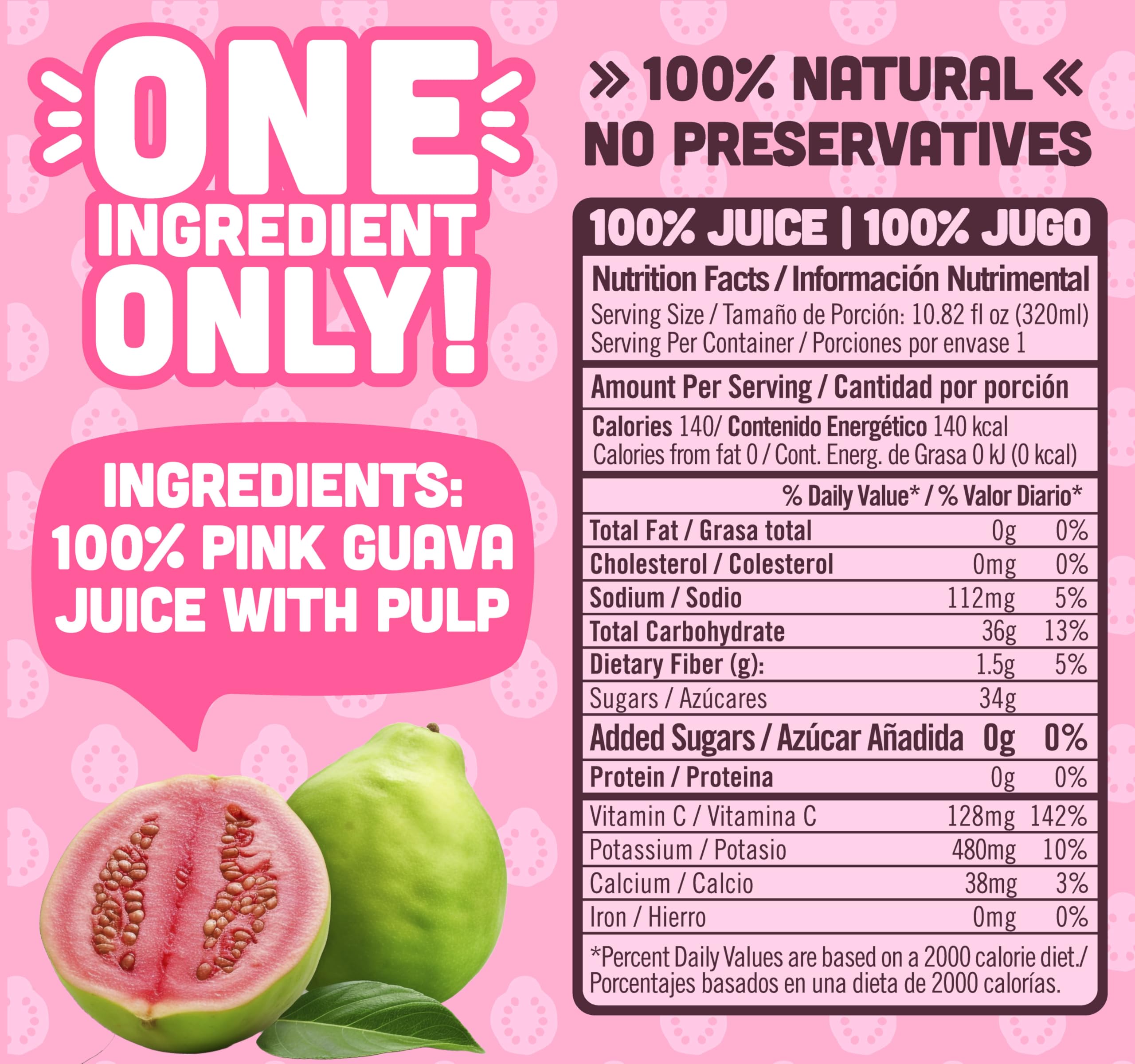 NILO Pink Guava Juice being poured, showing natural pulp.