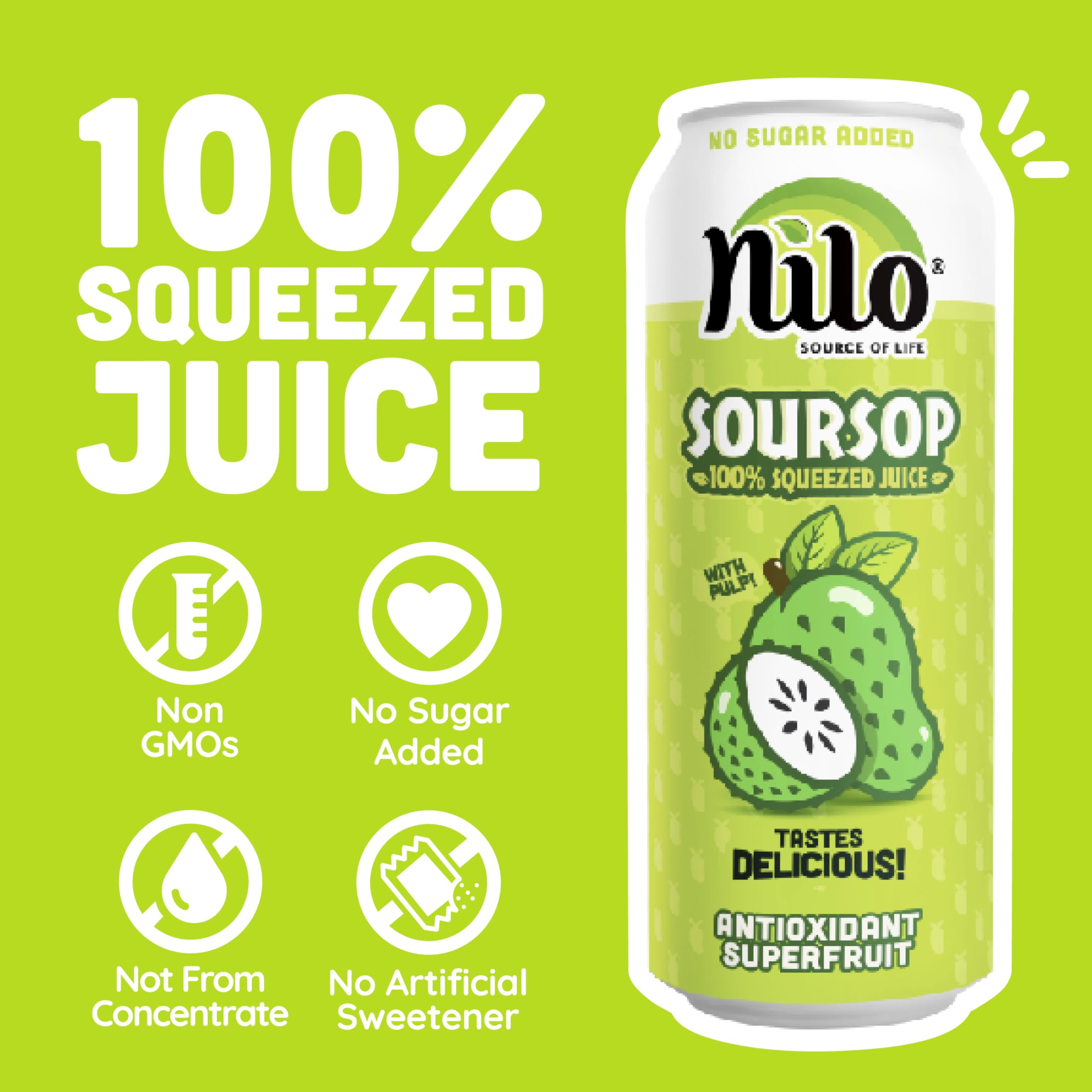 NILO Soursop Juice 12-pack front view for easy pantry storage