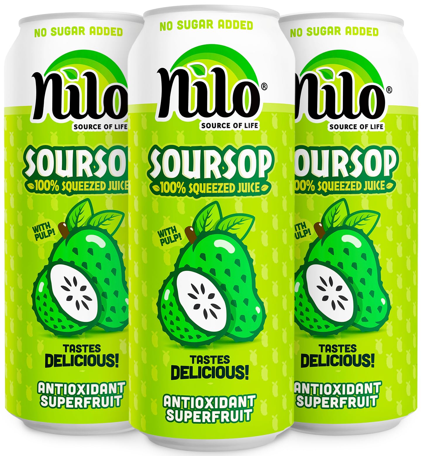 NILO Soursop Juice bottle being poured, showing pure no sugar added flavor