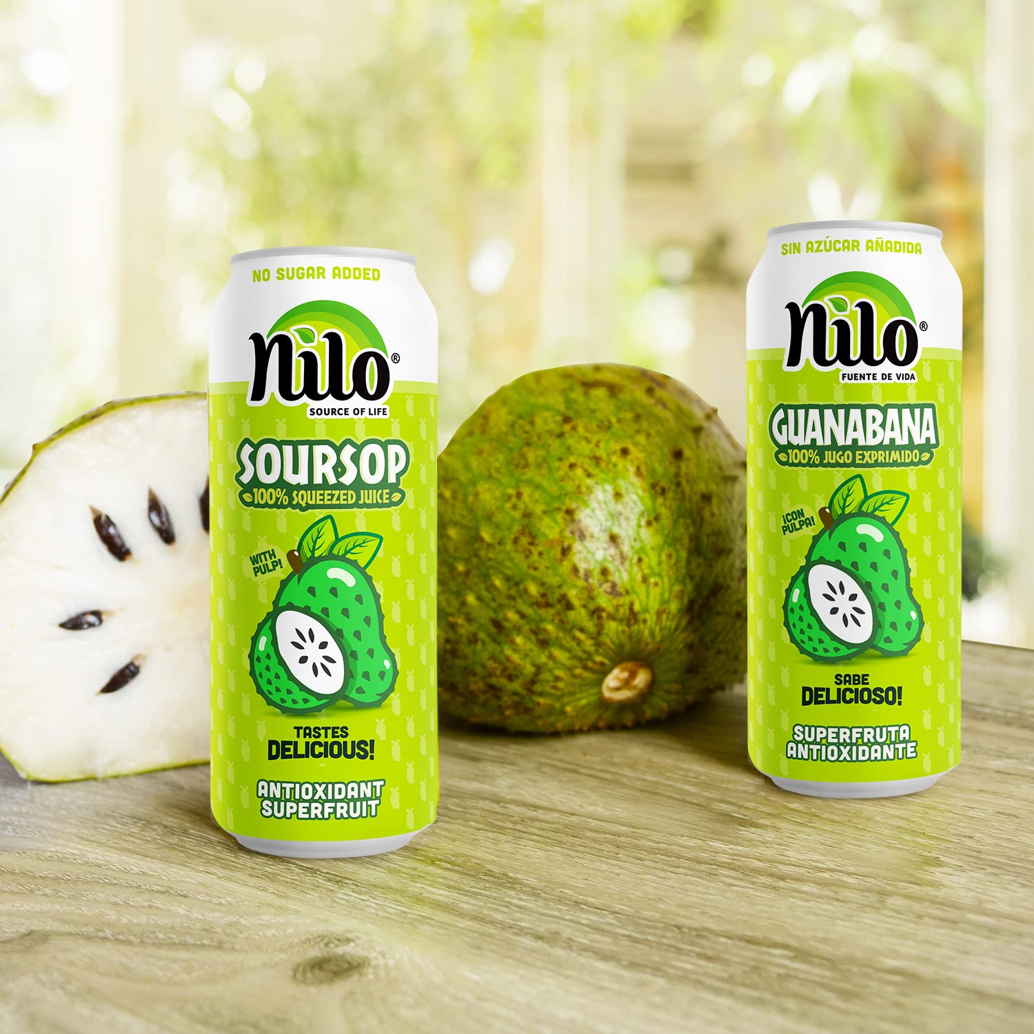 NILO Soursop Juice being poured into a glass for a natural drink moment.