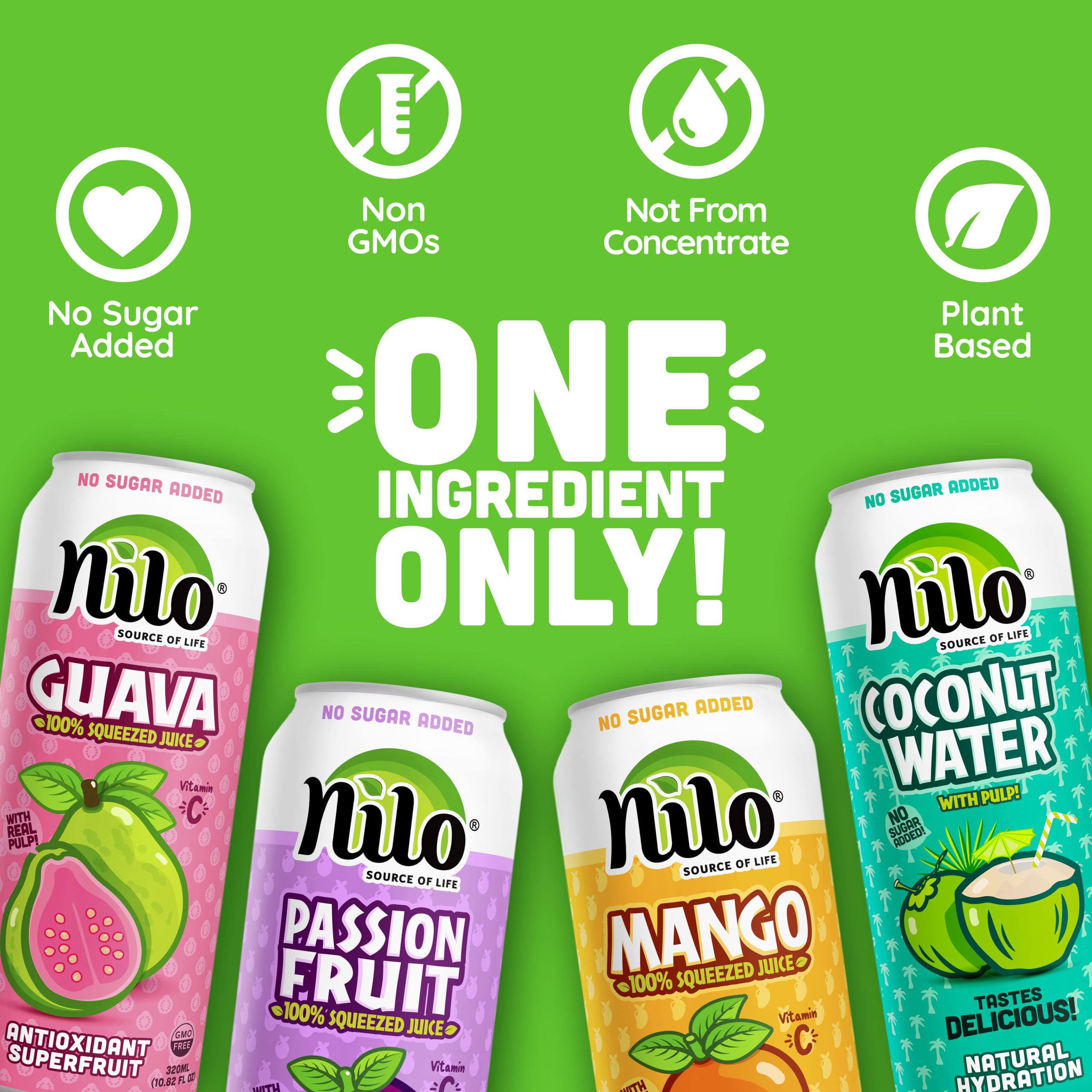 NILO coconut water bottle highlighting hydration with electrolytes.