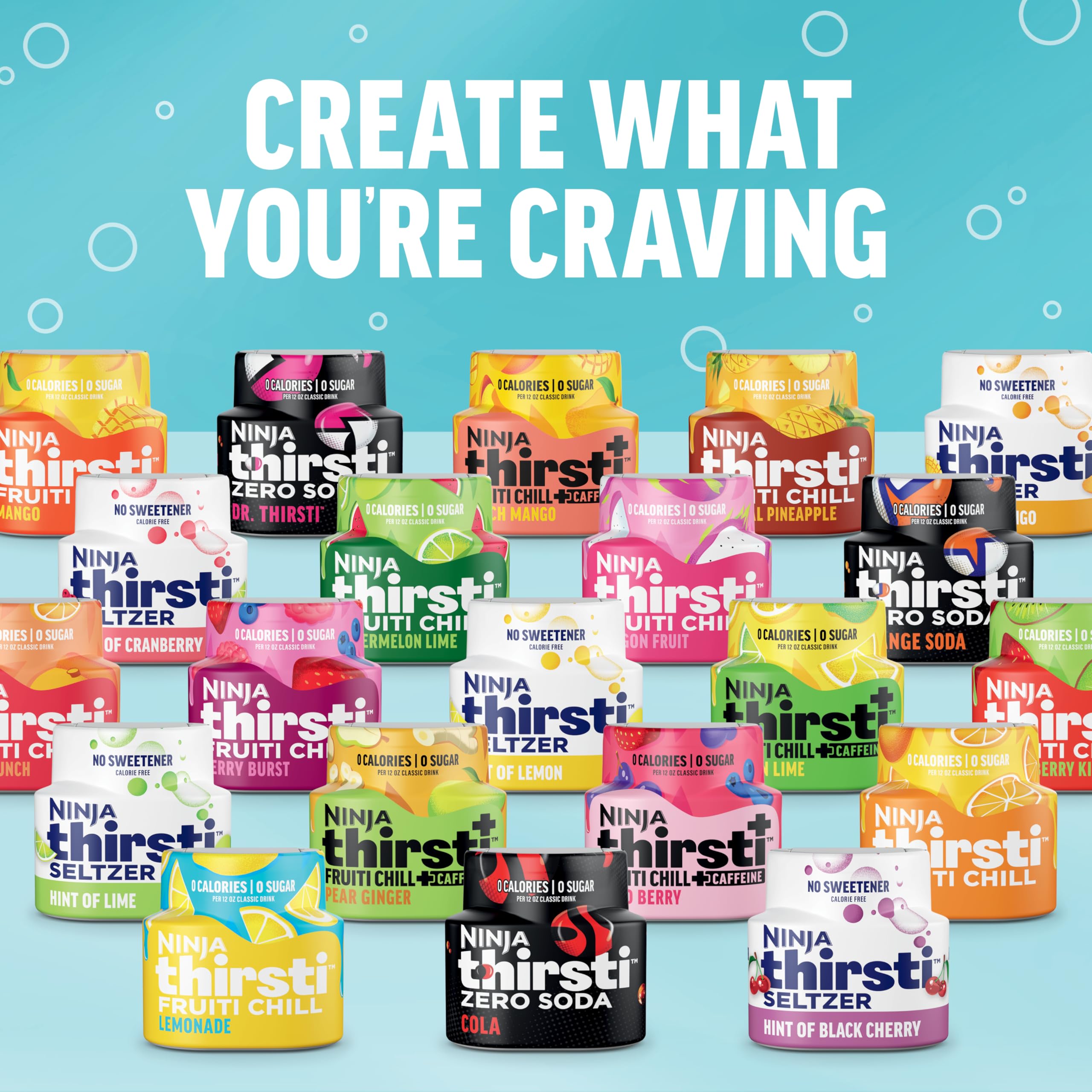 Ninja Thirsti Drops countertop setup with a glass and bottle in view for easy flavoring.