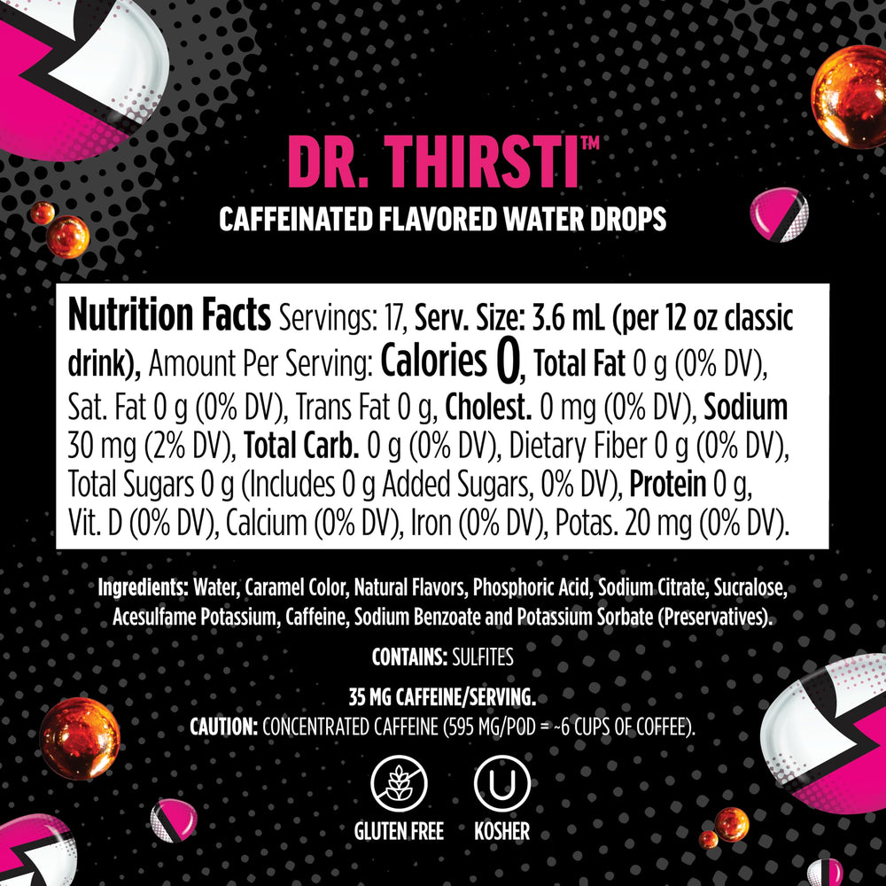 Ninja Thirsti Drops being poured into a glass to reveal soda-style flavor without sugar.