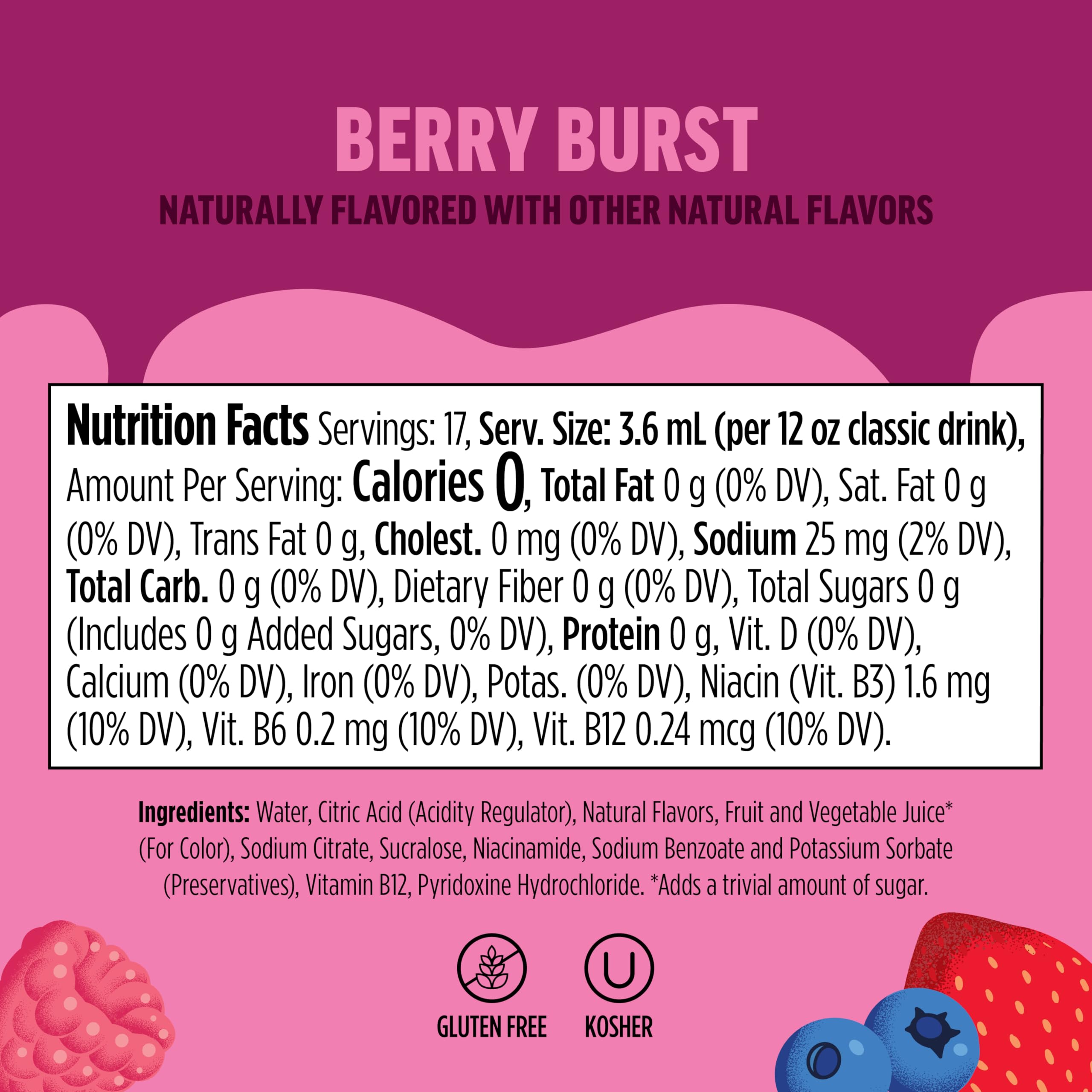 Ninja Thirsti Fruiti Chill Berry Burst glass with ice, sparkling or still option.