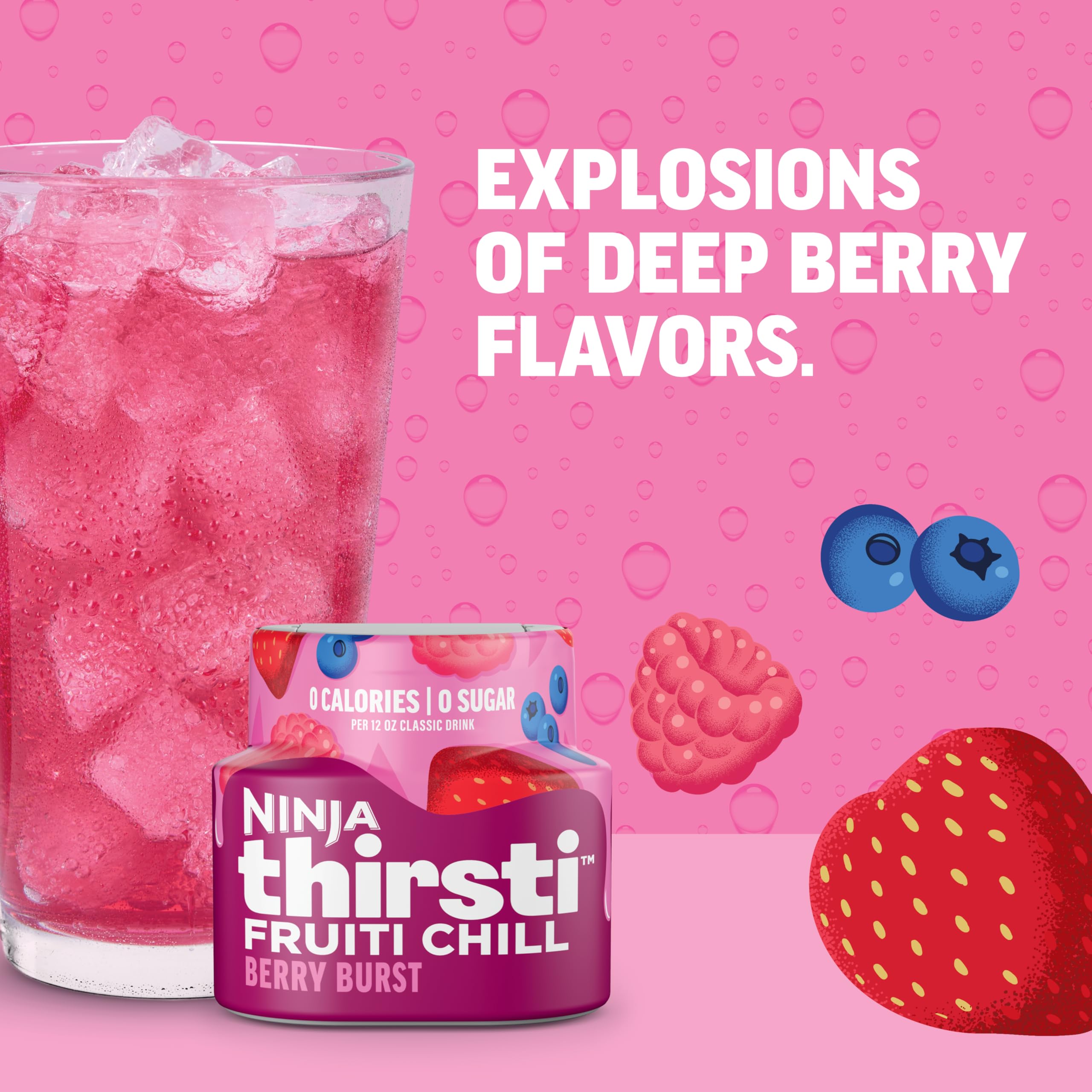 Ninja Thirsti Fruiti Chill Berry Burst packaging display for quick flavor prep.