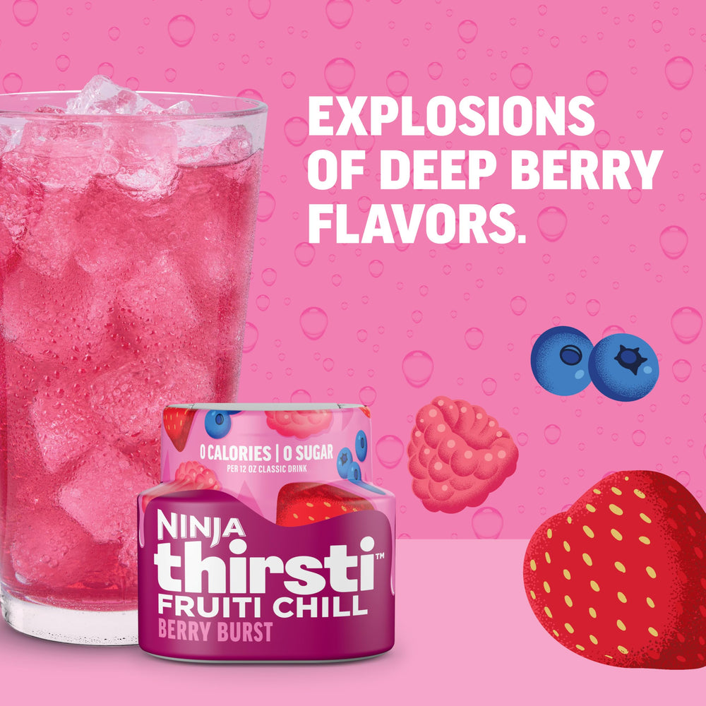 Ninja Thirsti Fruiti Chill Berry Burst packaging display for quick flavor prep.