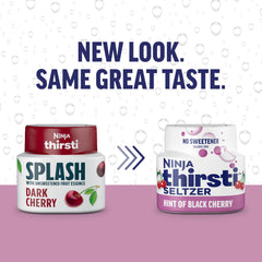 Ninja Thirsti Splash glass with black cherry hints crisp sparkling texture.