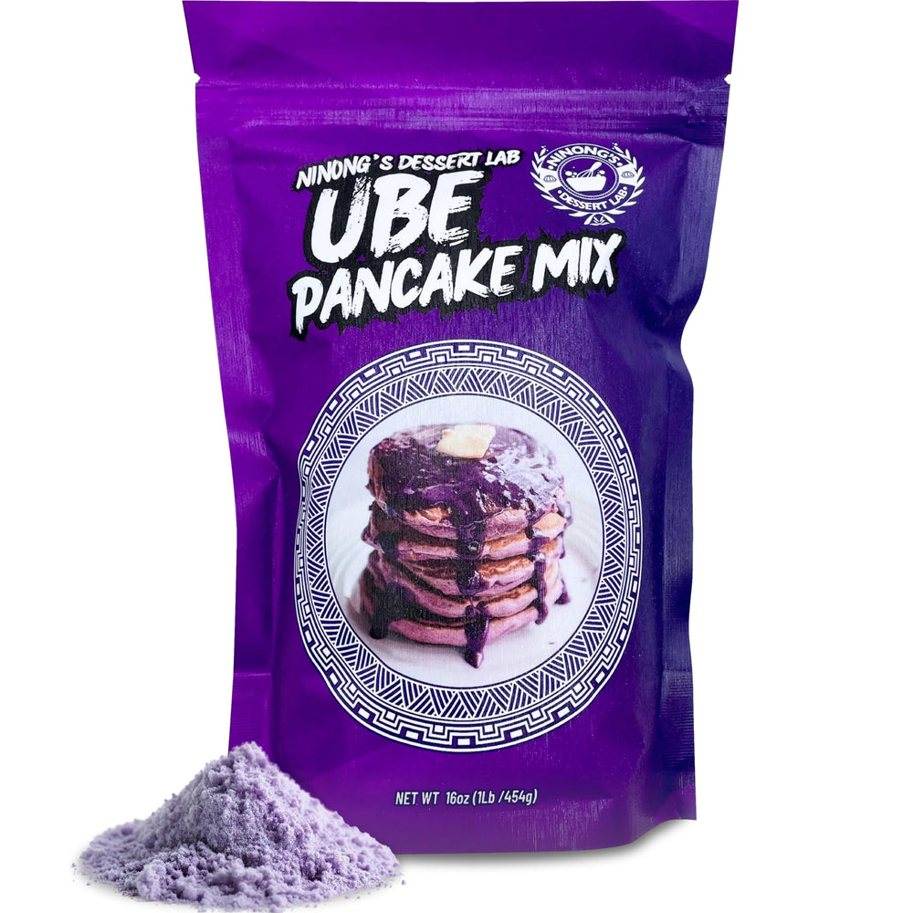 Ninong’s Dessert Lab Ube Pancake Mix package front showing real ube flavor for vibrant breakfasts.