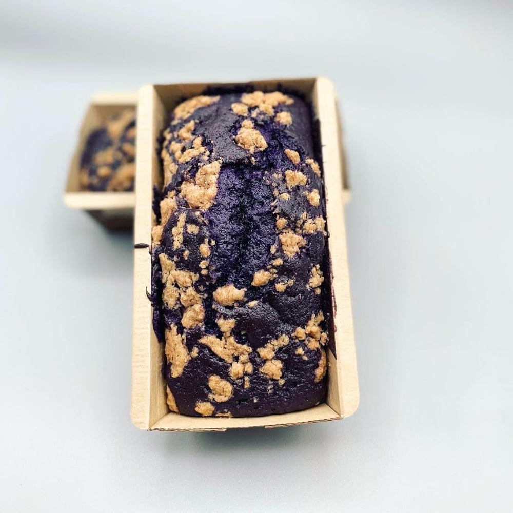 Ninong’s Dessert Lab Ube Pancake Mix served with syrup for a sweet indulgent treat.