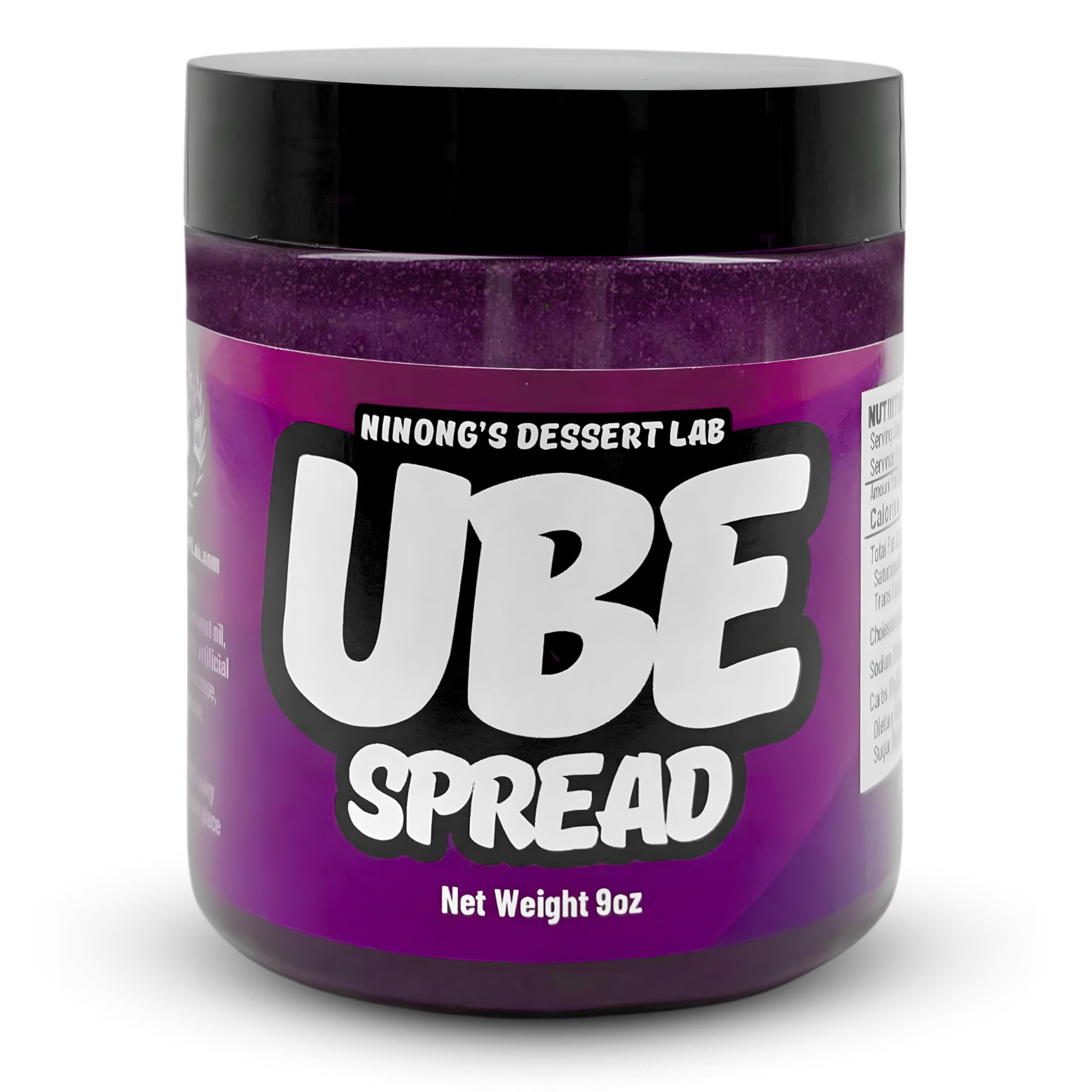 Ninong’s Dessert Lab Ube Spread jar close-up, creamy texture ideal for spreading.