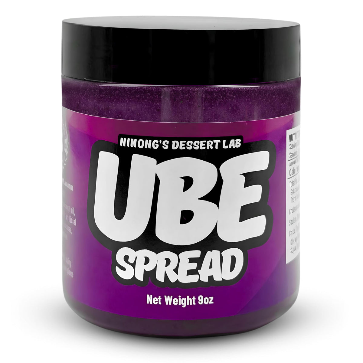 Ninong’s Dessert Lab Ube Spread jar close-up, creamy texture ideal for spreading.