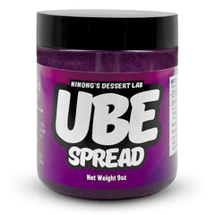 Ninong’s Dessert Lab Ube Spread jar close-up, creamy texture ideal for spreading.