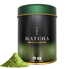 Nippon Matcha ceremonial-grade powder in a bowl for smooth whisking and vibrant color.