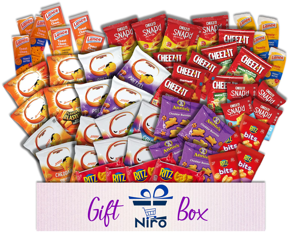 Niro cheese crackers variety pack in a gift box for sharing.