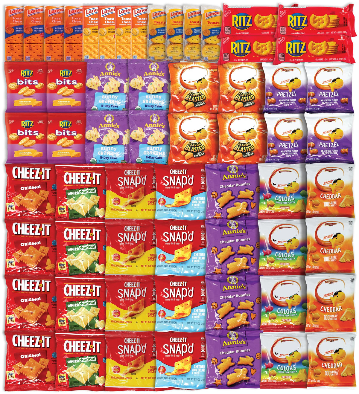 Niro gift basket with 60 cheese cracker packs, ideal for gifting.