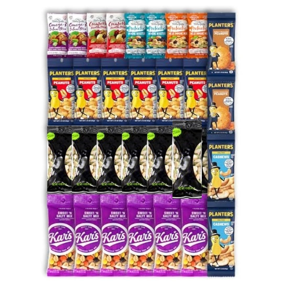 Niro gift basket assortment packaged snacks showing nuts and trail mix for gifting