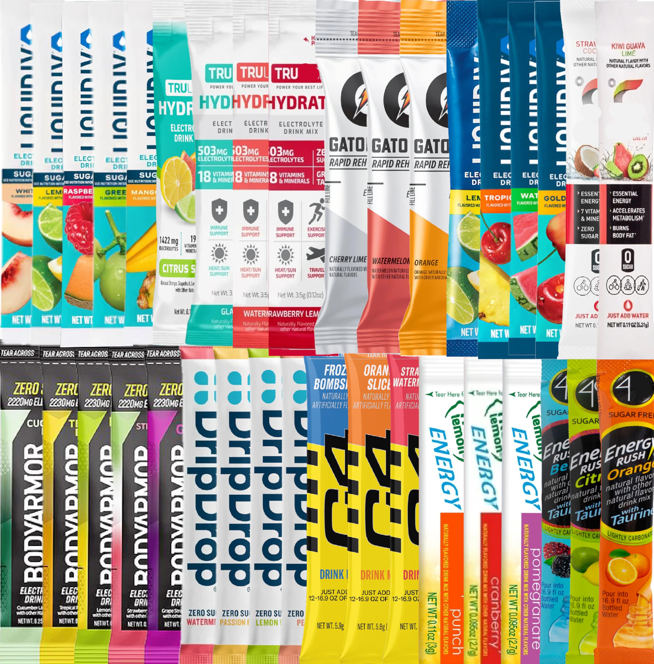 Niro gift box with energy packets, assorted flavors for on-the-go hydration.