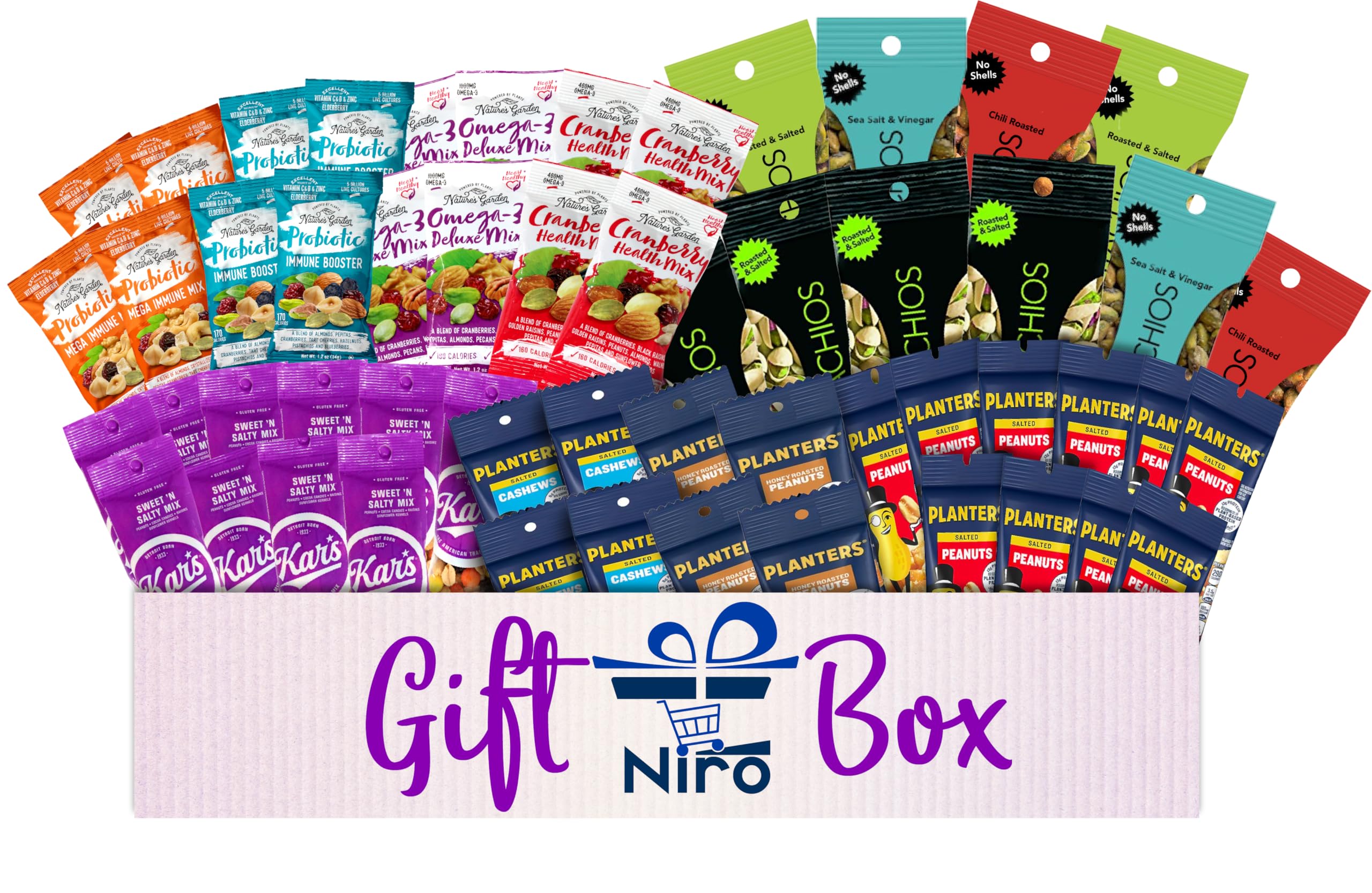 Niro gift-basket presentation shows a ready-to-gift experience.