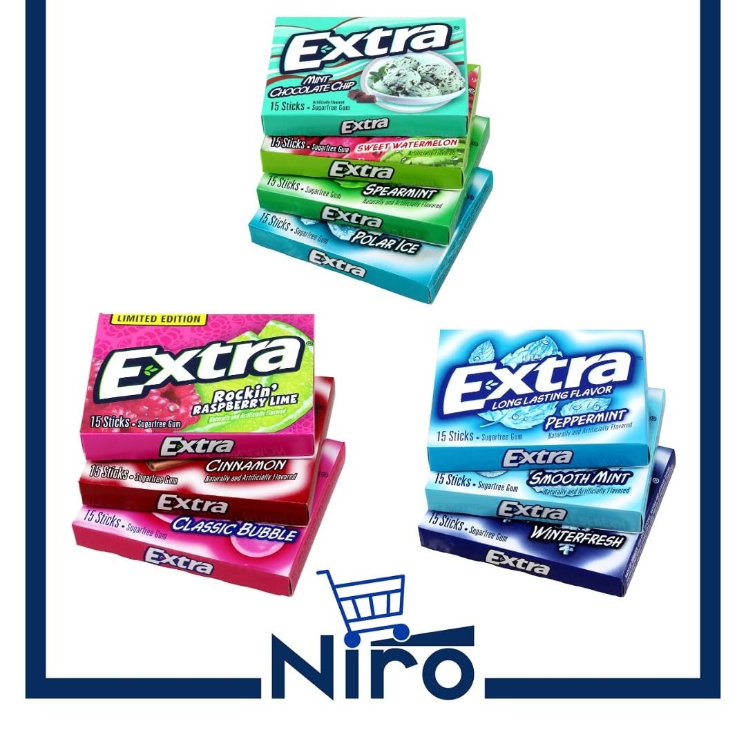 Niro sugar-free gum variety pack 6-pack with assorted flavors for sharing and on-the-go enjoyment.