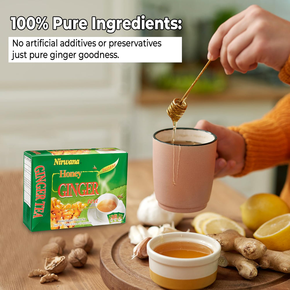 Nirwana Honey Ginger Tea served hot to soothe a chilly evening.