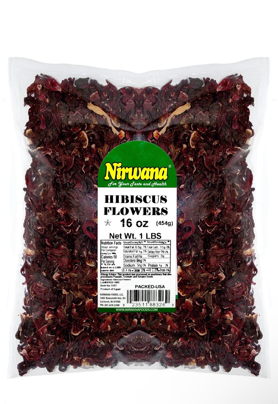 Nirwana premium dried hibiscus whole flowers for vibrant tea and herbal blends.