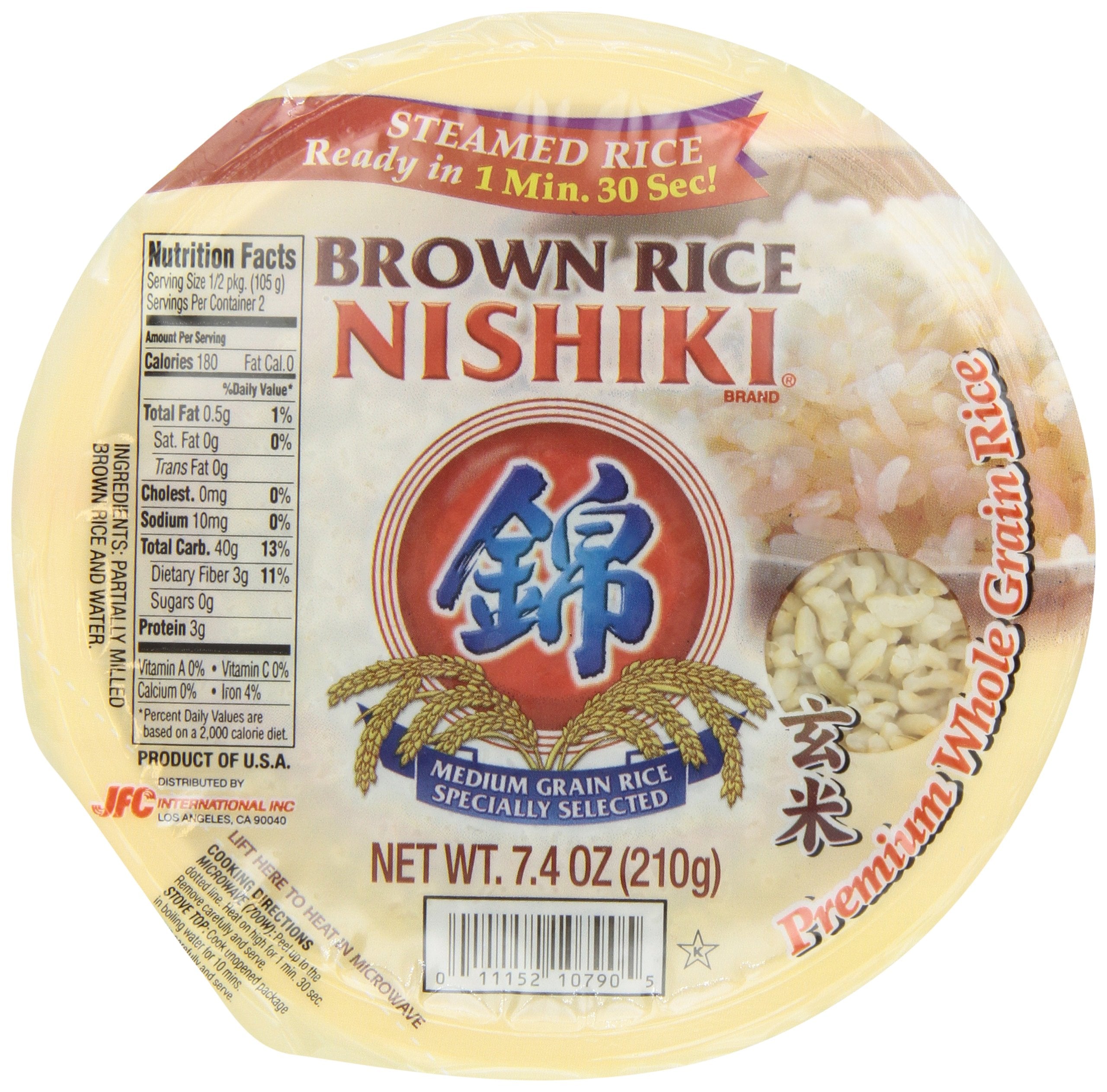 Nishiki cooked brown rice pack6 front view for easy meal prep