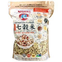 Nishiki Premium 7 Grains Mix bag close-up, a gluten-free wholesome base for meals.