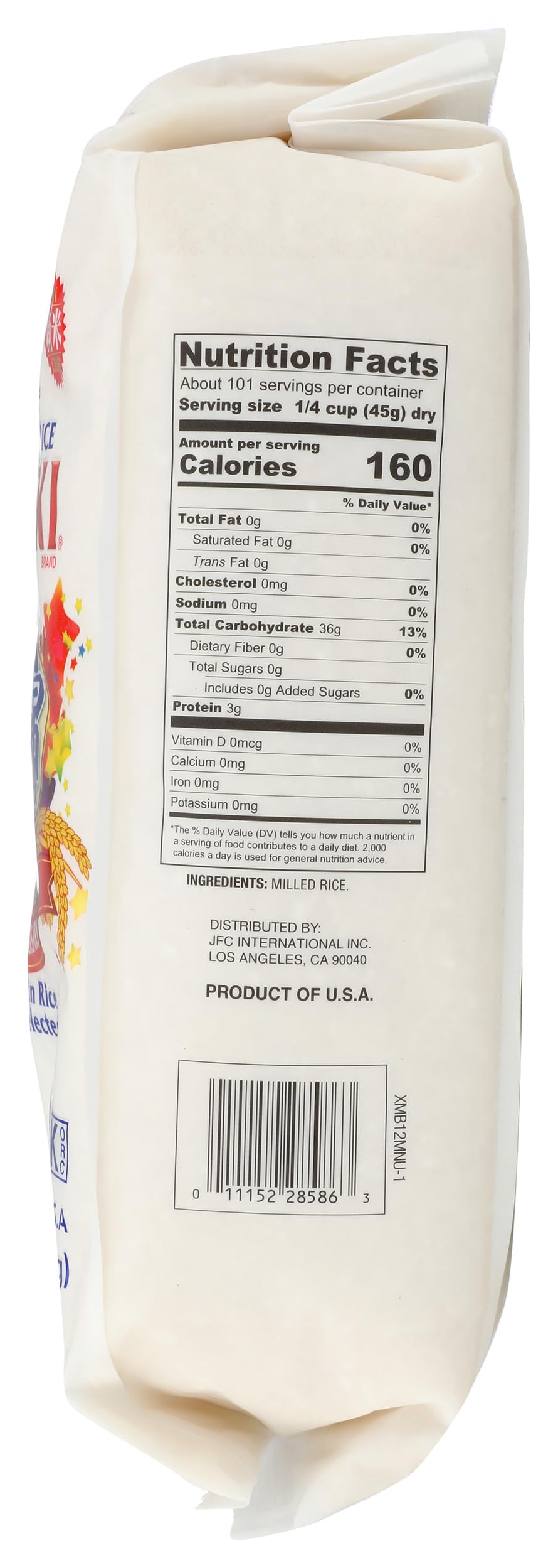 Measuring cup with Nishiki Rice ready to cook for precise results