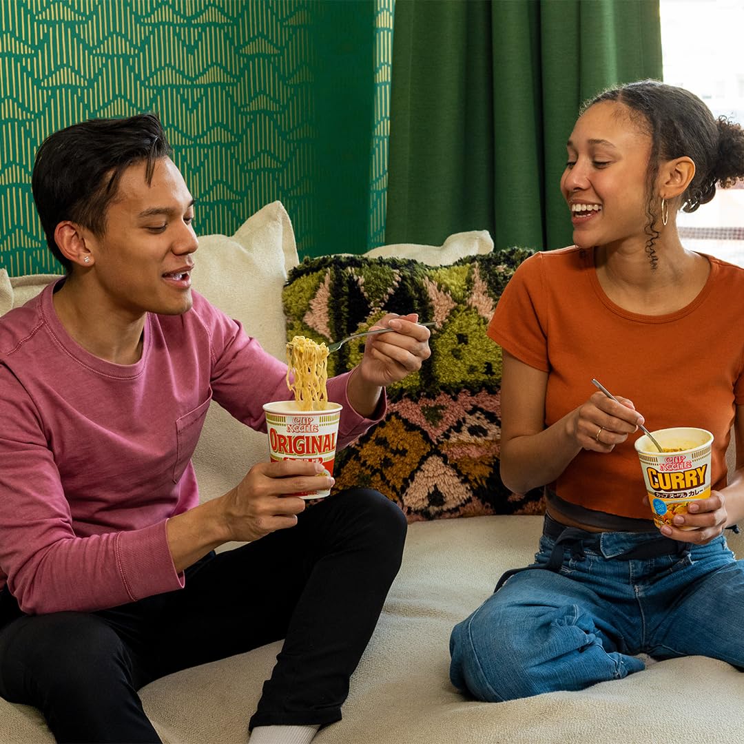 Nissin Cup Noodle Original bulk-case setup emphasizes dependable pantry staple
