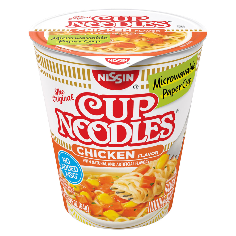 Nissin Cup Noodles Chicken Cup ready for quick, on-the-go meals.