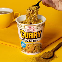 NISSIN Cup Noodles Curry cup with steaming aroma, ideal for on-the-go snacking