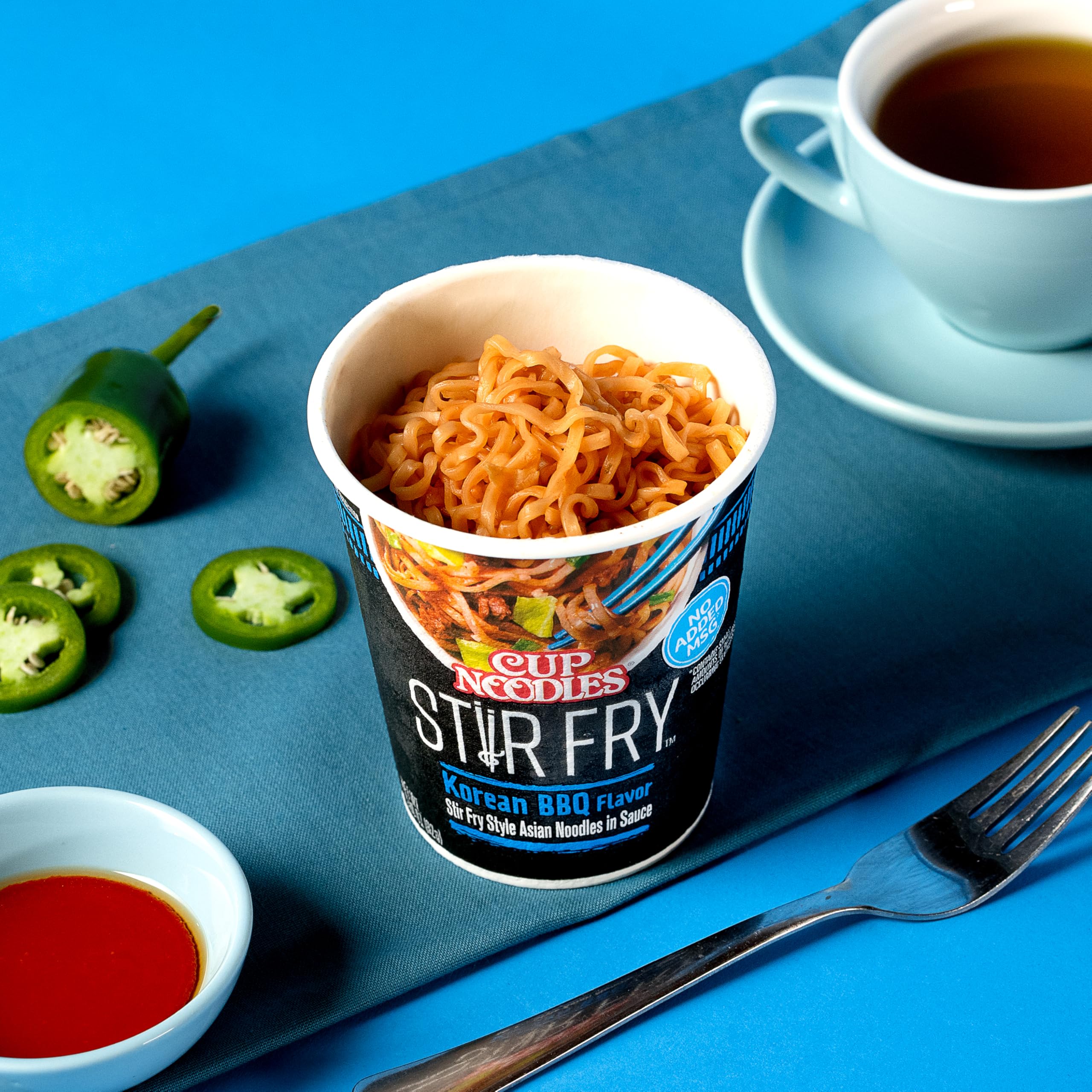 Nissin Cup Noodles Stir Fry, six cups for on-the-go meals.