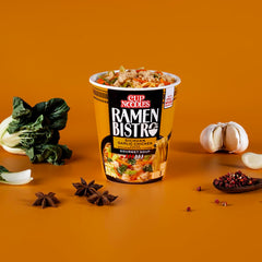 NISSIN Cup Noodles Ramen Bistro rich broth with star anise and Sichuan pepper.