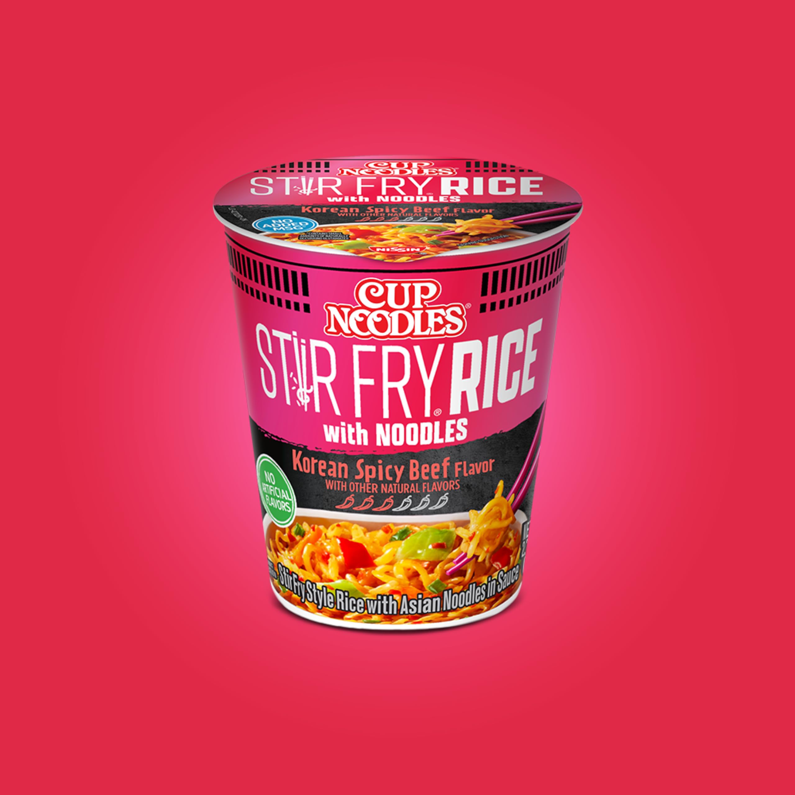 NISSIN Cup Noodles Stir Fry Rice with Noodles no added MSG option.
