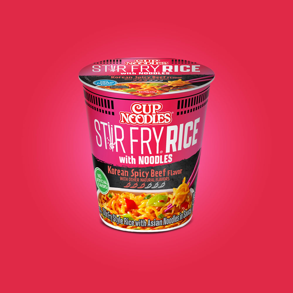 NISSIN Cup Noodles Stir Fry Rice with Noodles no added MSG option.
