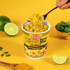 NISSIN Cup Noodles Stir Fry Rice with Noodles served steaming for a quick lunch.