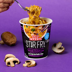 NISSIN Teriyaki sauce coats noodles for a rich, savory bite.