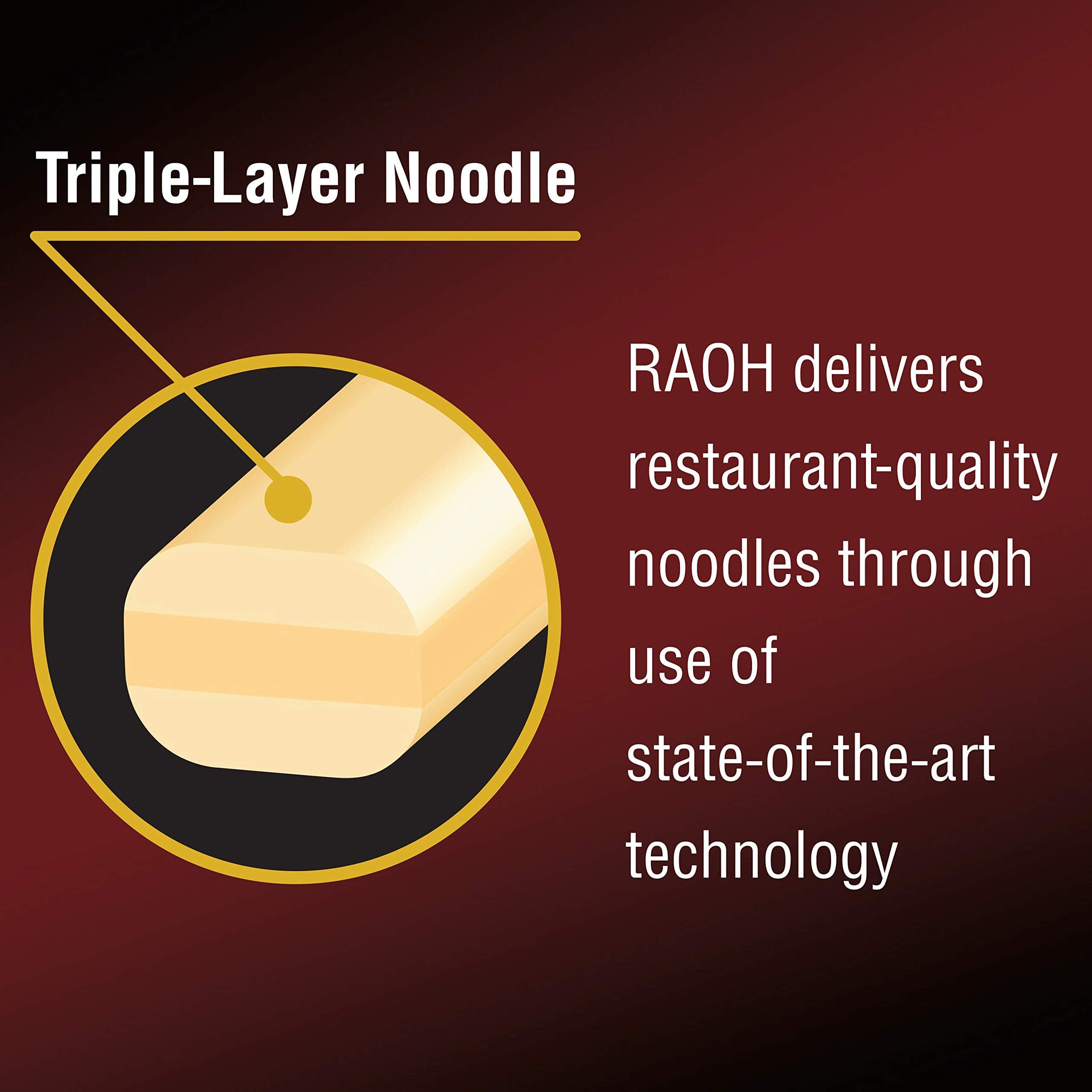 Nissin RAOH Tonkotsu noodles with glossy broth, ready to savor.