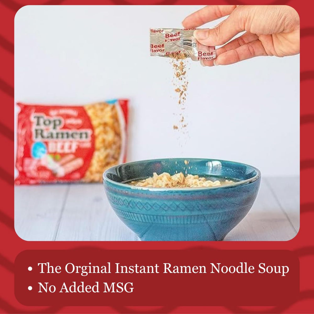 Pack of 24 Nissin Top Ramen Beef, budget-friendly value