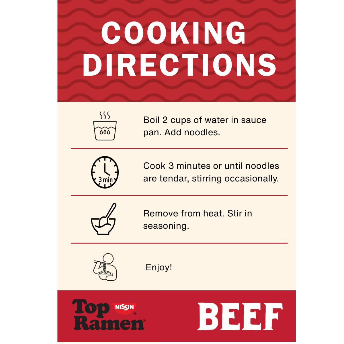 Top Ramen Beef with toppings ready, customize with add-ins