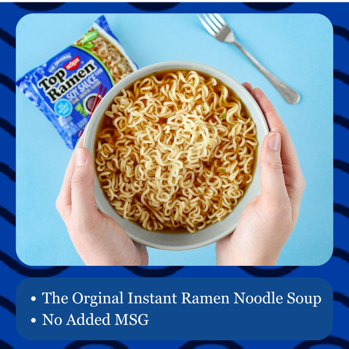 Nissin Top Ramen pack-24 shows convenient, multiple servings.